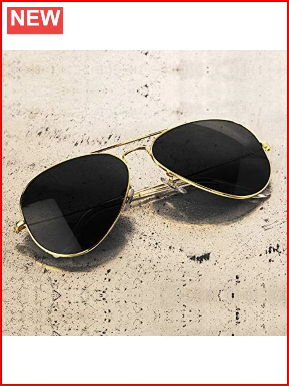 Aviator Sunglasses with UV 400 Protection - Military Style Metal Frame
